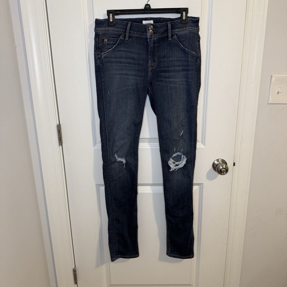 Hudson Straight Skinny Legged‎ Jeans Women's Size 28 Distressed Dark Medium Wash